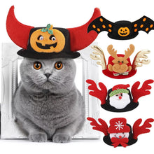 Load image into Gallery viewer, Halloween Pet Dog Cat Cute Santa Snowman Bat Head Elk Horn Headdress Hat Cap